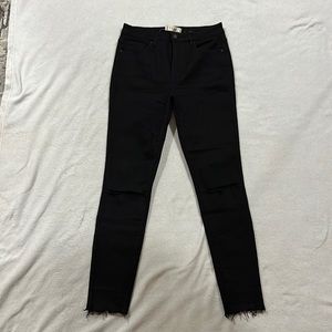Francesca's Harper Heritage High Waisted Distressed Black Denim Hem Skinny Jean